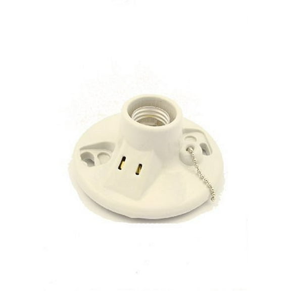 Leviton White Porcelain Incandescent Lampholder with Grounded Outlet