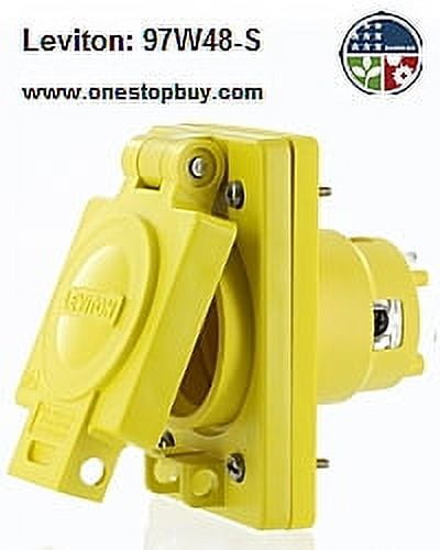 Leviton 97W48-S Single Outlet w/Cover Locking Blade Wetguard 20A 250V 2P3W Grounding - Yellow