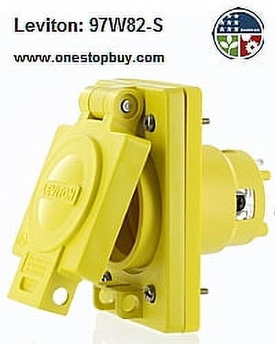 Leviton 97W82-S Single Outlet w/Cover Locking Blade Wetguard 30A 277/480V 3PY 4P5W Grounding - Yellow
