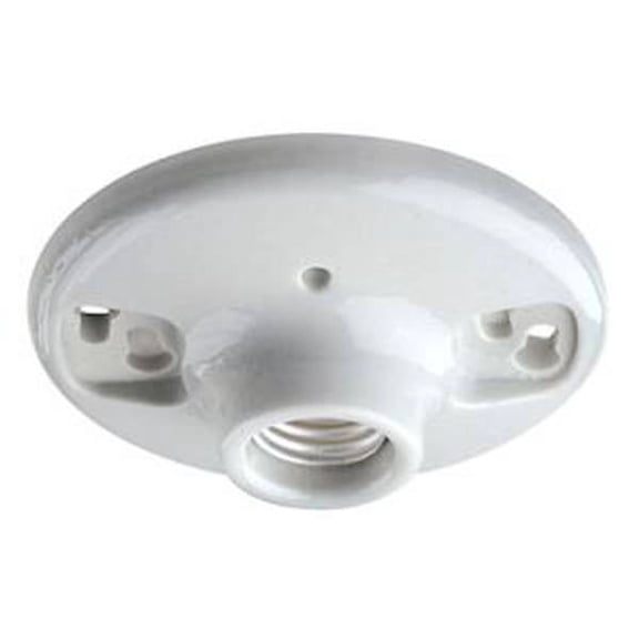 Leviton 9875 Porcelain Outlet Box Mount, Incandescent Ceiling Lampholder, Keyless, White