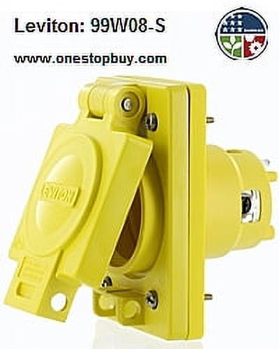 Leviton 99W08-S Single Outlet w/Cover Locking Blade Wetguard 30A 125/250V 3P3W Non-Grounding - Yellow