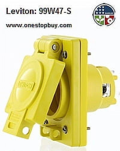 Leviton 99W47-S Single Outlet w/Cover Locking Blade Wetguard 30A 125V 2P3W Grounding - Yellow