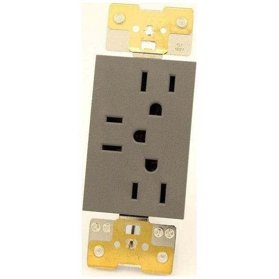 Leviton AC315-G 15 Amp, 125 Volt, NEMA 5-15R, Acenti Triplex Receptacle, Premium Grade, Self Grounding, Slate