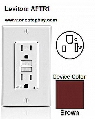 Brown Tamper-Resistant AFCI Outlet with Wall Plate and LED Indicator