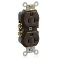 thumbnail image 1 of Leviton BR20 20 Amp, 125 Volt, Narrow Body Duplex Receptacle, Straight Blade, Commercial Grade, Self Grounding, Brown, 1 of 2