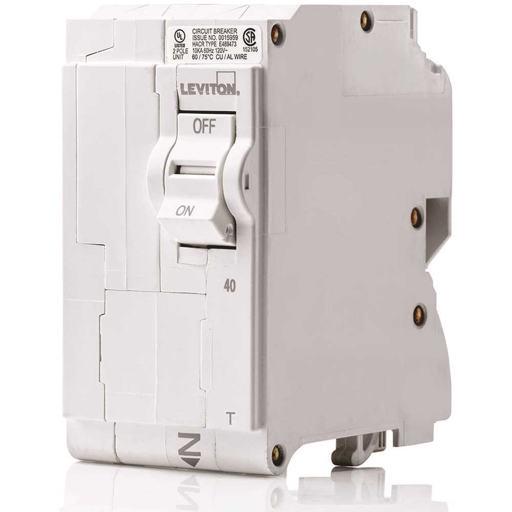 Leviton Branch Circuit Breaker, Standard 2-Pole 40 Amp, Thermal Magnetic