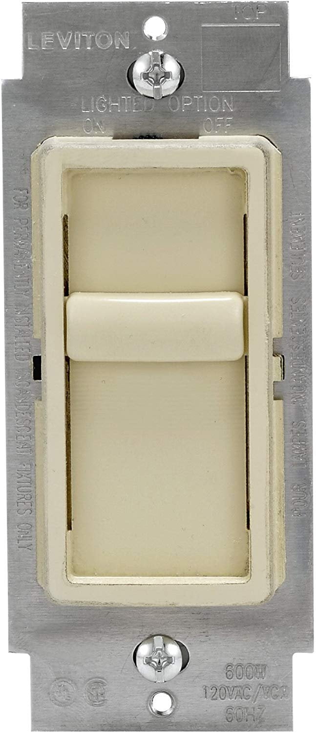 Ivory Single Pole Slide Dimmer Switch for LED and Incandescent Bulbs