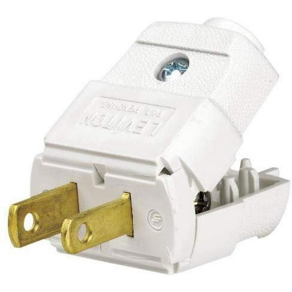 Leviton 101-WP 15 Amp, 125 Volt, NEMA 1-15P, 2P, 2W, Plug, Straight Blade, Residential Grade, Polarized, Non-Grounding, White