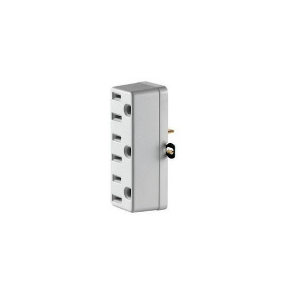 Leviton C22-00698-00W Triple Tap Outlet Adapter, 2 -Pole, 15 A, 125 V, 3 -Outlet, NEMA: NEMA 5-15R, White