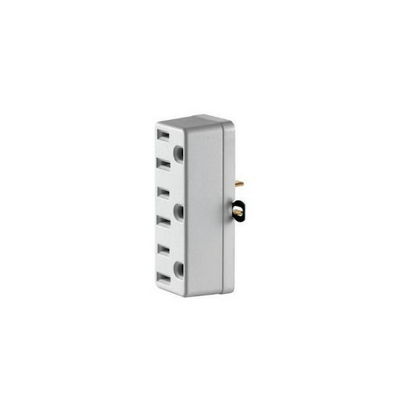 Leviton Triple Tap Outlet Adapter C22-00698-00W - 2-Pole, 15A, 125V, 3-Outlet, White