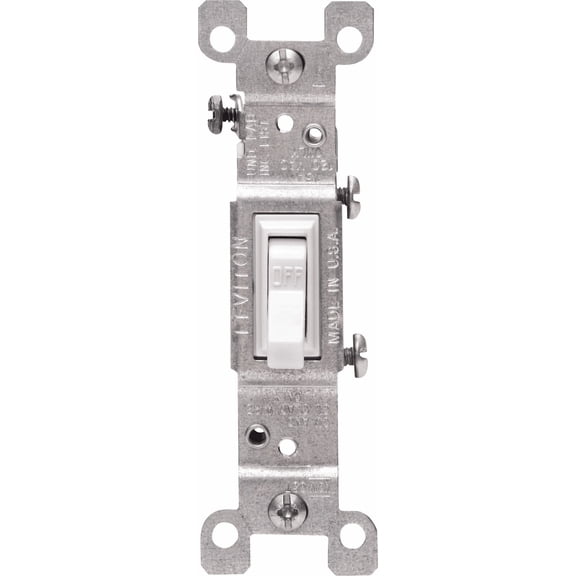 Leviton 01451 Toggle Switch in White — UL Listed for US Residential Electrical Code Compliance, Drop-in NEC-Standard Wiring