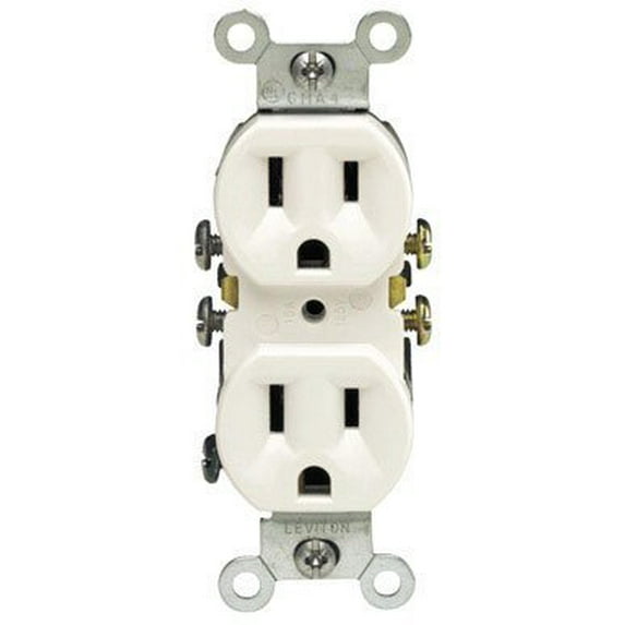 Leviton C22-05320-00W White Residential Grade Straight Blade Duplex Receptacle