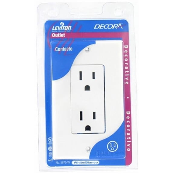 Leviton C22-05675-00W White Residential Grade Straight Blade Duplex Receptacle