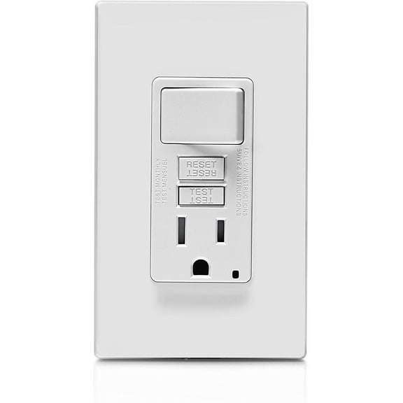 Leviton GFSW1-W Self-Test SmartlockPro Slim GFCI Combination Switch Tamper-Resistant Receptacle with LED Indicator, 15 Amp, White - GIDDS-2499319