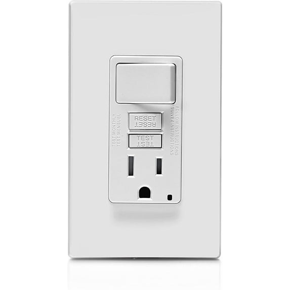 Leviton GFSW1-W Self-Test SmartlockPro Slim GFCI Combination Switch Tamper-Resistant Receptacle with LED Indicator, 15 Amp, White - GIDDS-2499319