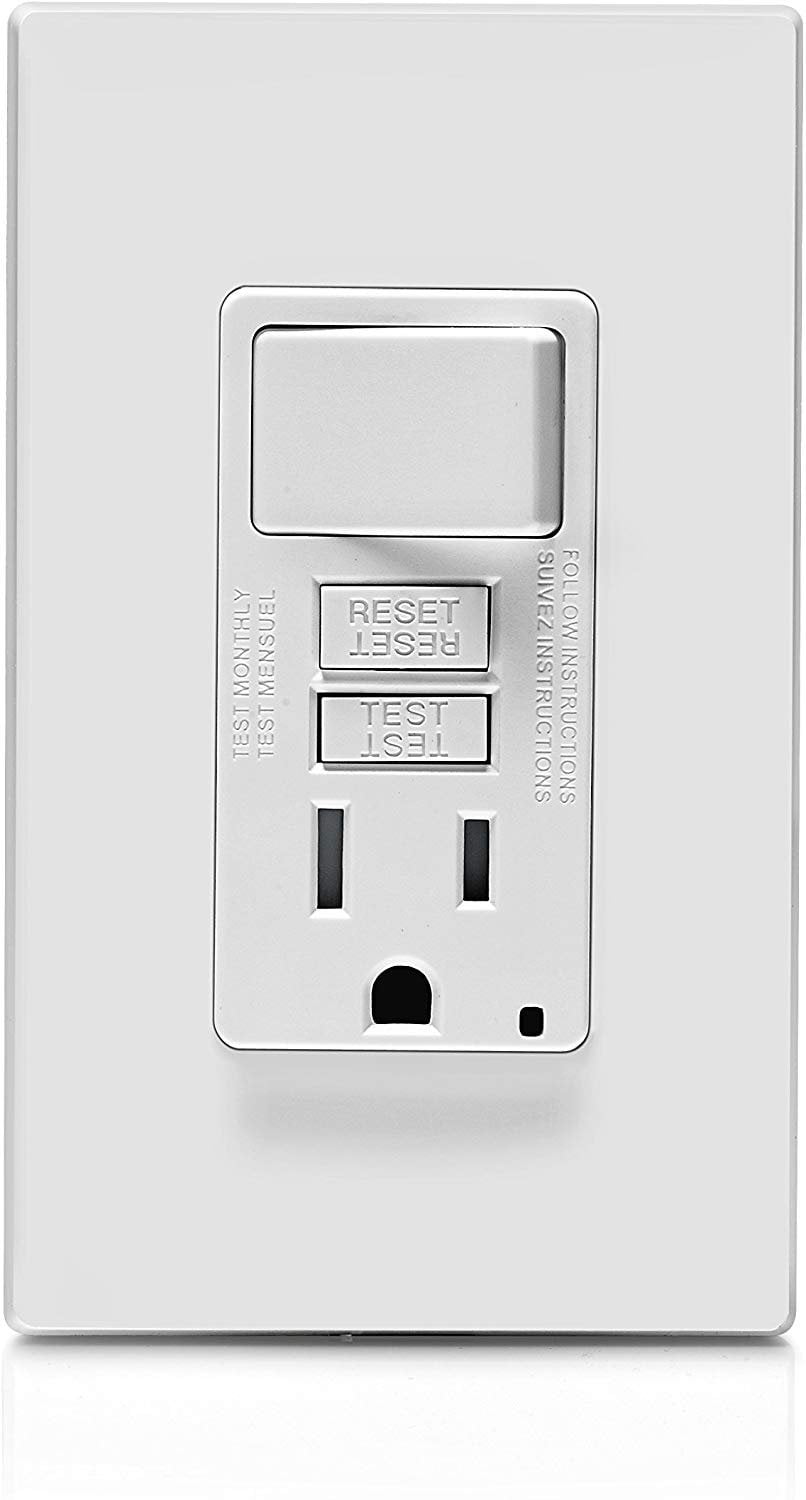 Leviton GFSW1-W Self-Test SmartlockPro Slim GFCI Combination Switch Tamper-Resistant Receptacle with LED Indicator, 15 Amp, White - GIDDS-2499319