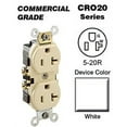 thumbnail image 1 of Leviton CR020-W 20-Amp, 125 Volt, Slim Body Duplex Receptacle, Straight Blade, Commercial Grade, Self Grounding, White, 1 of 5