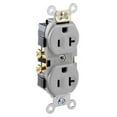 thumbnail image 1 of Leviton CR20-GY 20-Amp, 125-Volt, Narrow Body Duplex Receptacle, Straight Blade, Commercial Grade, Self Grounding, Gray, 1 of 2