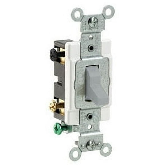 Leviton CS420-2GY 20 Amp, 120/277 Volt, Toggle 4-Way AC Quiet Switch, Commercial Grade, Grounding, Gray