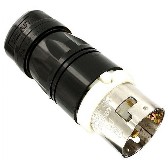 Leviton CS8365C 50 Amp, 3-Phase 250V AC, Non-NEMA, 3P, 4W, Black & White Locking Plug, Industrial Grade, Grounding, California-Style(CS)- Black-White
