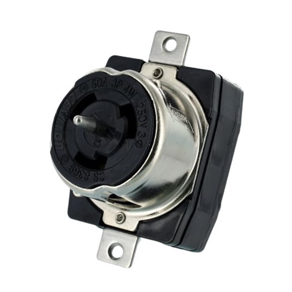 Leviton CS8369 50A, 3PY, 250 VAC, Black and White Locking Flush Mount Receptacle