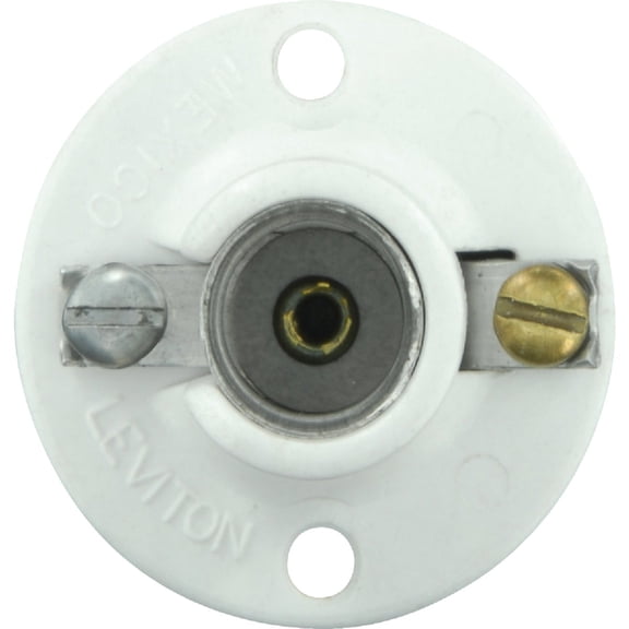 Leviton Candelabra Base, One-Piece, Keyless, Incandescent, Urea Lampholder, 10028, White