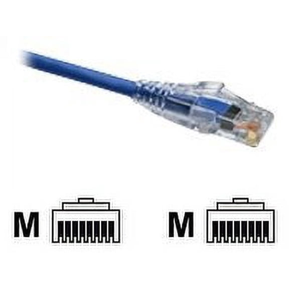 Leviton GigaMax 5e SlimLine - Patch cable - RJ-45 (M) to RJ-45 (M) - 3 ft - UTP - CAT 5e - snagless, stranded - blue