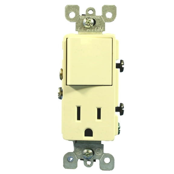 Leviton Combination Decora Switch/Receptacle Rocker Almond 15A 5625-ASP