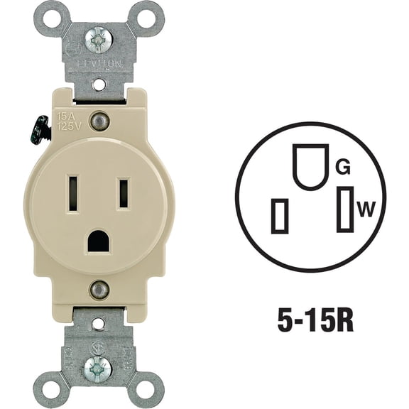 Leviton Commercial Grade Tamper Resistant Single Outlet - Pack of 8 Indoor & Outdoor Use, NEC-Compliant