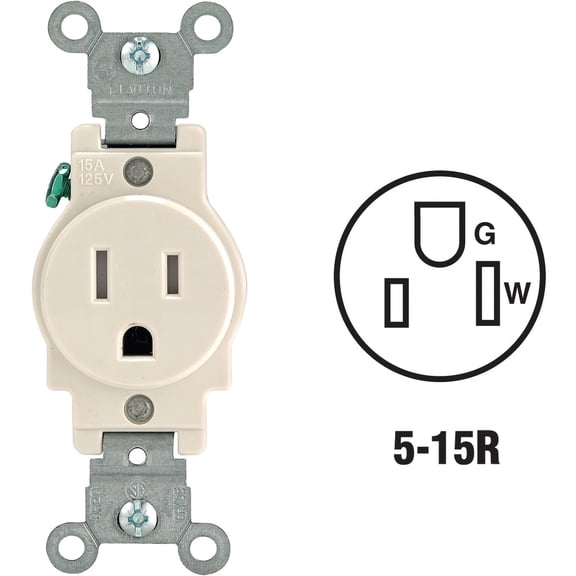 Leviton Commercial Grade Tamper Resistant Single Outlet - Single Pack
