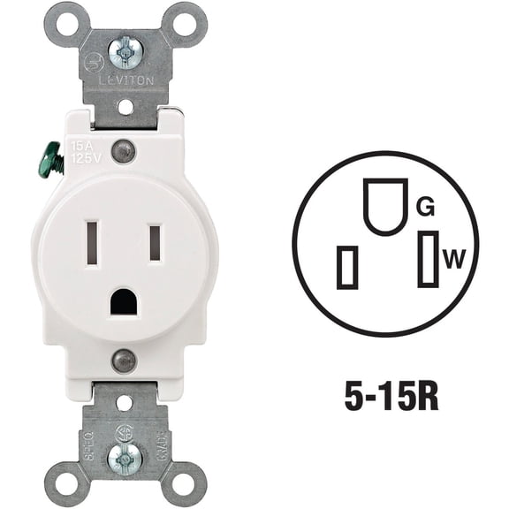 Leviton Commercial Grade Tamper Resistant Single Outlet - Single Pack