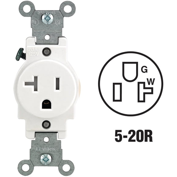 Leviton Commercial Grade Tamper Resistant Single Outlet - Single Pack