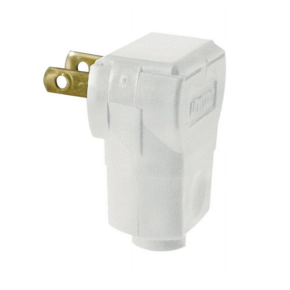 Leviton 010-101AN-W White Residential Grade Straight Blade Angle Plug
