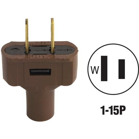 Leviton Commercial and Residential Vinyl Non-Polarized Plug 1-15P 18-14 AWG 2 Pole 2 Wire Bulk (Pack of 25)