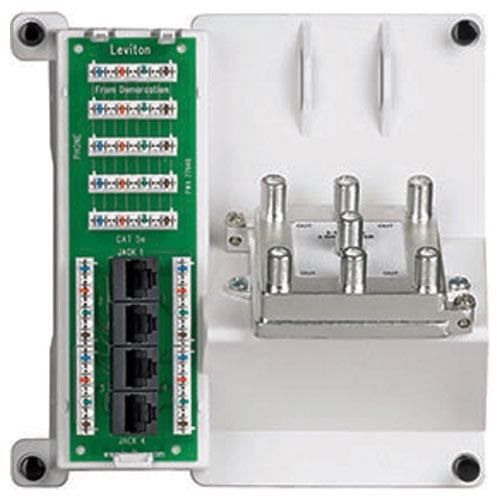 Leviton Compact 1x4 Bridged Telephone, 4 Data & 6-Way TV Panel (47603-DP6)