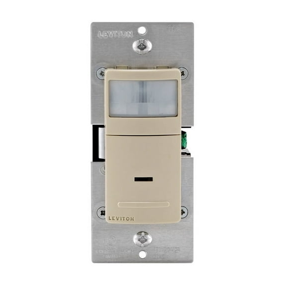 Leviton R01-IPS02-1LI Motion Detector, 2.5 A, 120 V, 1 -Pole, Motion Sensor, 180 deg Sensing, 900 sq-ft Sensing