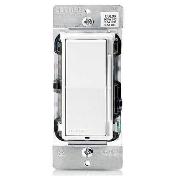 Leviton DSL06-1LZ, 600W White Rocker Slide Light Dimmer & Switch