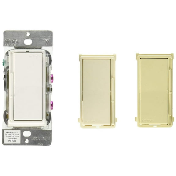 Leviton DSL06-1LZ Decora Universal Dimmer, 300W LED & CFL/600W Incandescent, 10-Pack, White/Ivory/Light Almond