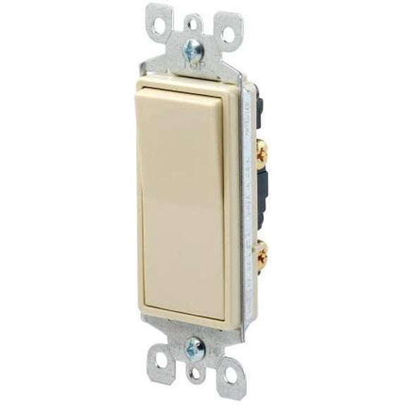 Leviton Decora 1-Pole Residential Grade Ac Quiet Rocker Switch, Ivory, 120 / 277 Volts, 15 Amps