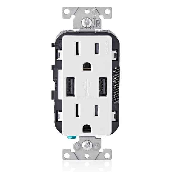 USB OUTLET 15A WHT 3PK