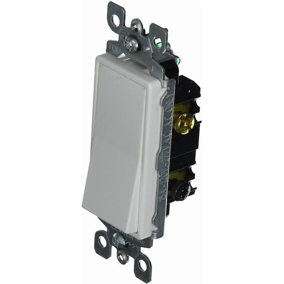 Leviton 5613-2W 15 Amp, 120/277 Volt, Decora Rocker Lighted Handle, Illuminated Off 3-Way AC Quiet Switch, Residential Grade, Grounding, White