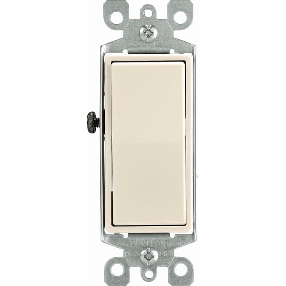 Leviton 15A Toggle Switch Decora Rocker-Style Design in Almond UL Listed for US Residential Electrical Code Compliance, Drop-in NEC-Standard Wiring