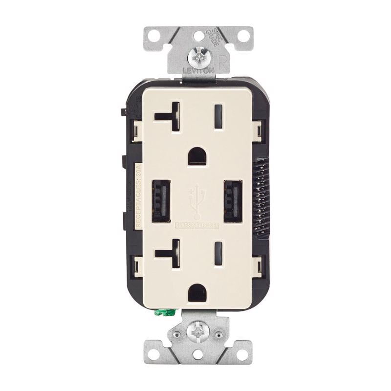Leviton 20A 125V Light Almond Combination Duplex Receptacle/outlet