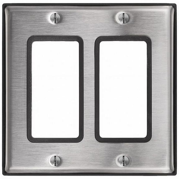 Leviton 2-Gang Decora Wallplate, Standard Size, Non-Magnetic Stainless Steel
