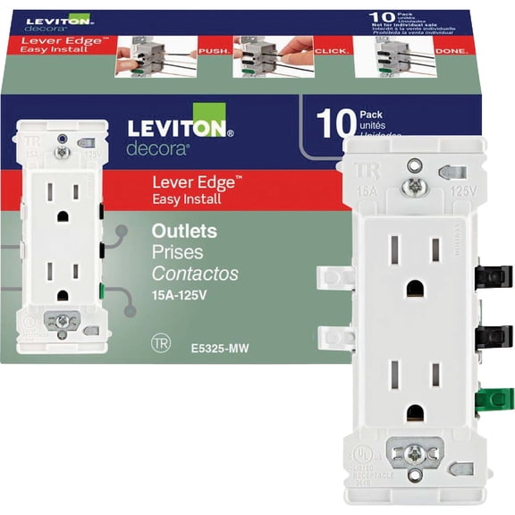 Leviton Decora Edge Duplex Outlet - 40 Total Outlets