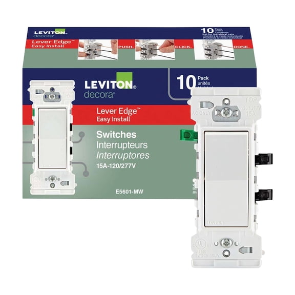 Leviton Decora Edge Single Pole Switch - Pack of 6