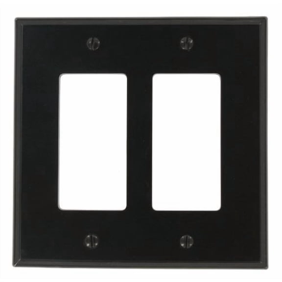Leviton PJ262-E Black Midway Nylon Two Gang Decora Wall Plate