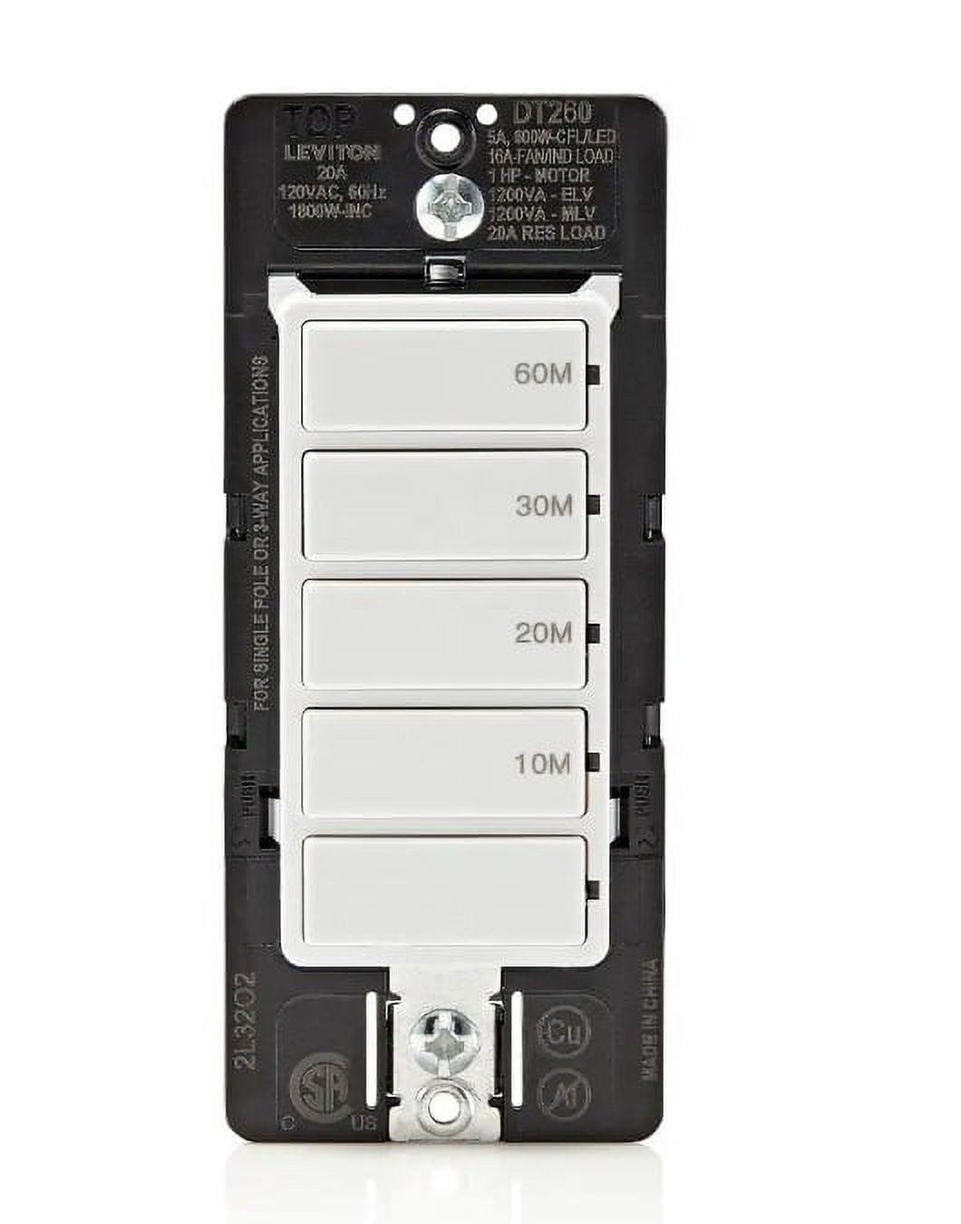 White Digital In-Wall Countdown Timer Switch with Push Buttons