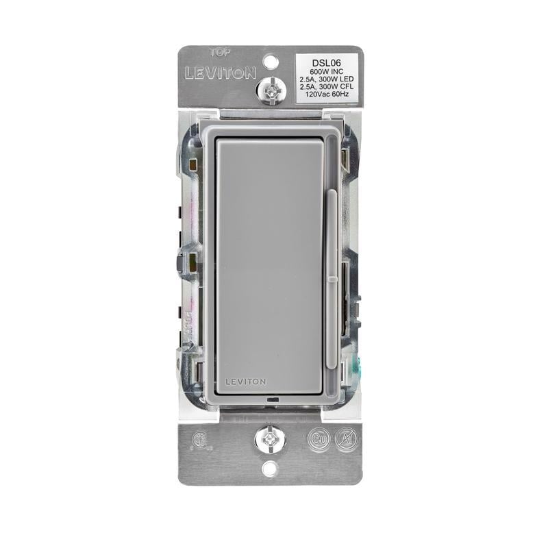 Leviton Decora Light Gray 600 W Rocker Dimmer Switch 1 Pk