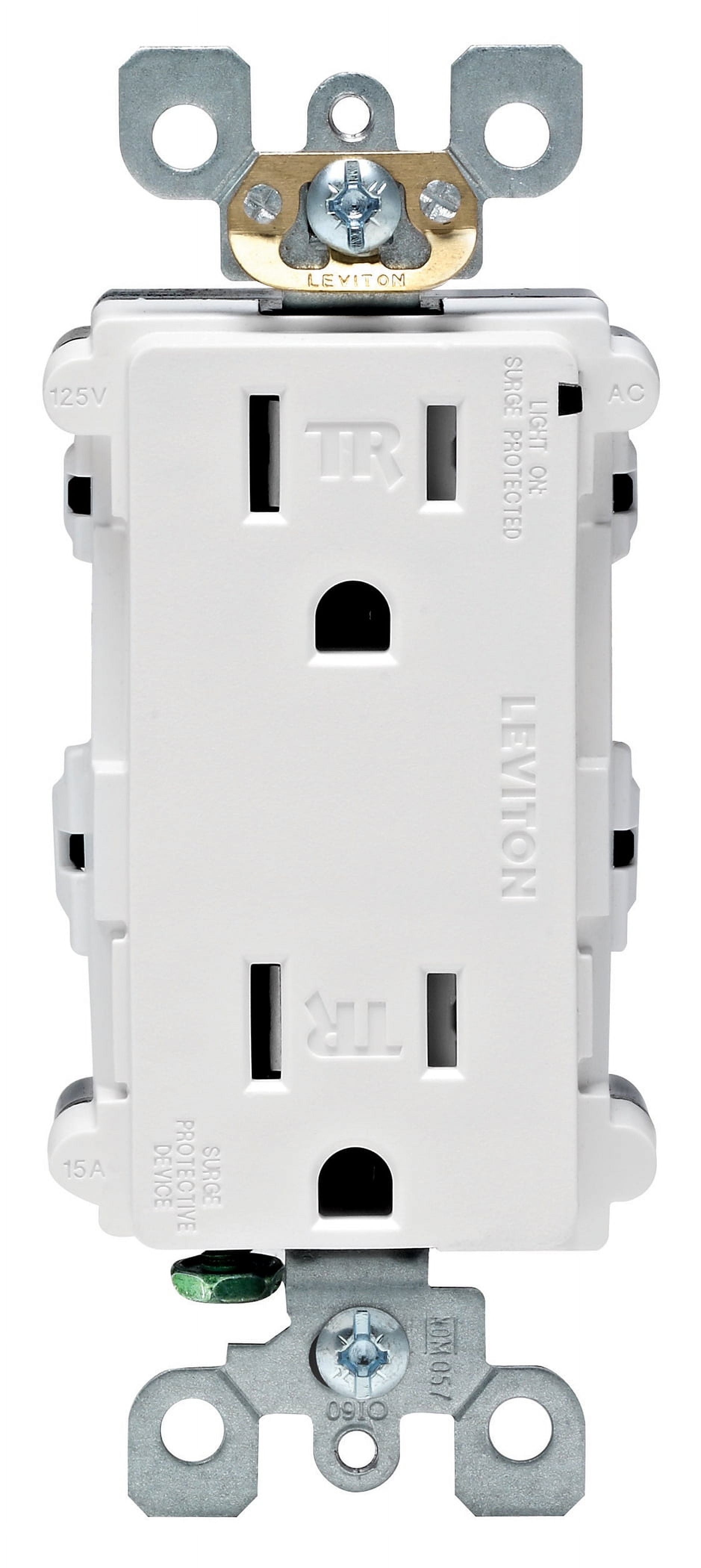 White 15 Amp Tamper Resistant Surge Protection Outlet with Wall Plate